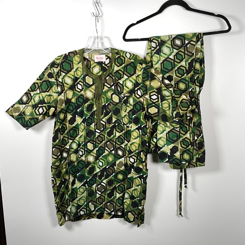 Green geometric dashiki shirt - green,