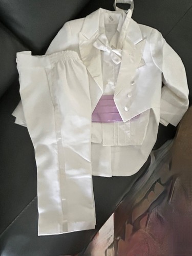 Boys white tuxedo set 5 - white,