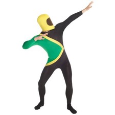Jamaican Bobsled Rider Morphsuit 90s Cool Runnings Bobsleigh Fancy Dress Costume