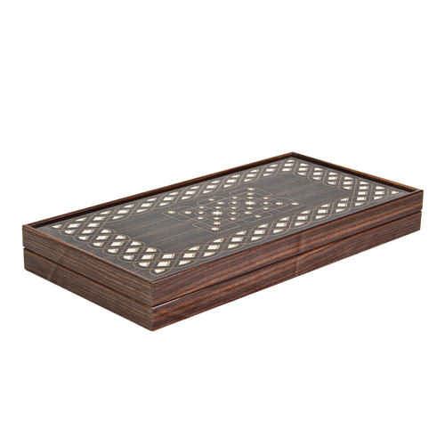 Wooden carved backgammon set - backgammon,