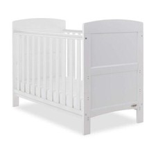 Obaby Grace Cot Bed Mini White Wooden Compact For Baby Toddler Adjustable Base