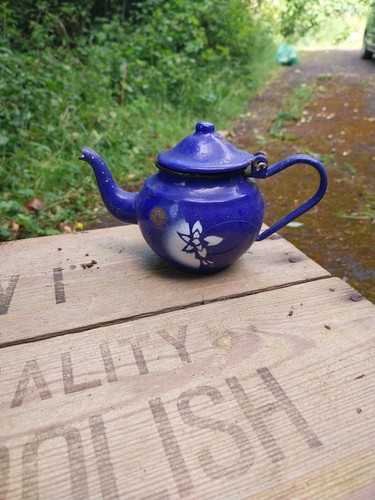 Blue enamel tea pot - pot, ml
