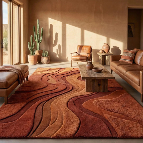 Hand tufted desert wave - hand-tufted, wool