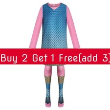 Cute Fantasy Trolls Cosplay Costume Py Dress Anime Halloween Stage Outfit