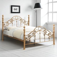 Kensington Antique Brass Effect Metal Bed Frame - Small - Double / King Size