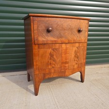 Edwardian Bow Front Flame Mahogany Veneer Discreet Hidden Pot Commode