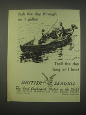 1949 British Seagull Outboard Motor Ad - Fish the day through on 1 gallon troll