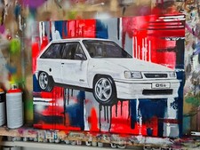 VAUXHALL NOVA GSI CAR PICTURE CANVAS ART ORIGINAL PAINTING HOT HATCH