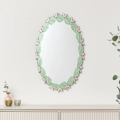 Pink green oval - &, art