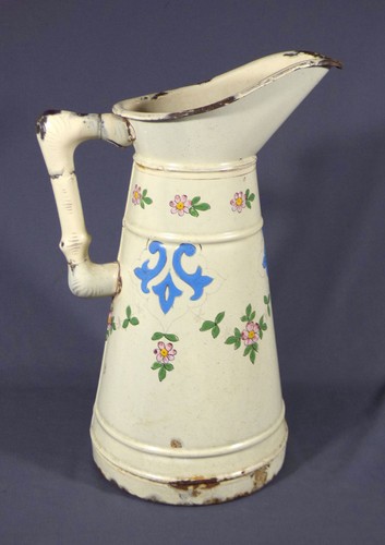 Vintage french enamel pitcher - vintage,