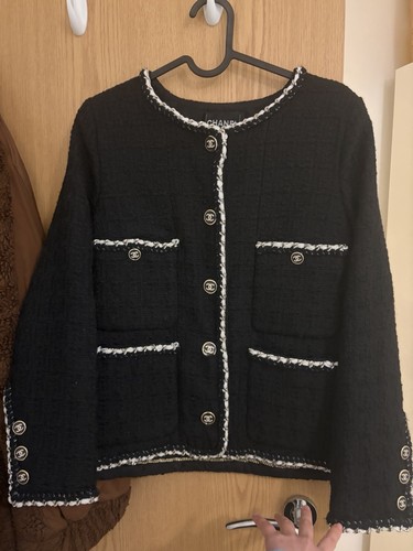 Chanel tweed jacket black - tweed,