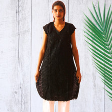 Women’s Short Sleeve Cotton Kurti Chikan Embroidery Kurta Tunic Top Ladies Dress