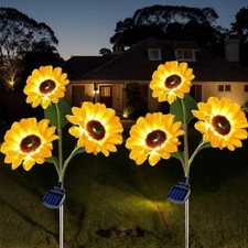 Upgraded Solar Sunflower Lights for Garden Ornaments, Solar Lights Outdoor Gard