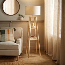 Light Wooden Floor Lamp Shelf