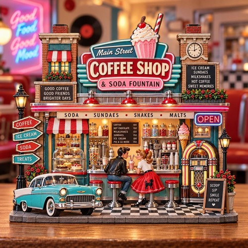 1950s soda fountain wood - soda,