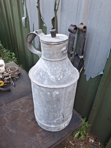 Old galvanized churn - old, with