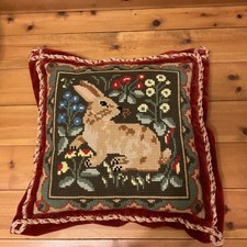 Handcrafted Needlework Wool Cushion Medieval Hunting Rabbit Ehrman Tapestry 