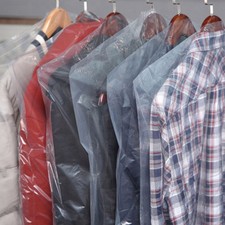 Clear 10/50pc Polythene Garment Suit Cover Plastic Dry Cleaner Clothes Dress Bag