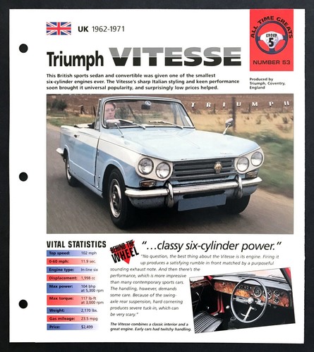 1969 triumph vitesse liter - vitesse, 2.0-liter