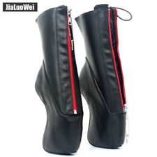 Super High Hoof Heel Wedge Heelless Sole Lockable Zip Ankle Ballet Boots Women