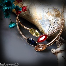 Necklace Multi Crystal Gold