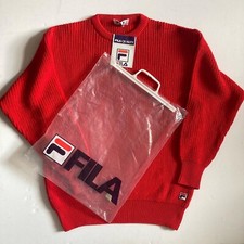 Vintage 1980s Fila Crew Neck Sweater M Made In Italy Red BJ Tennis OG 80s Rare