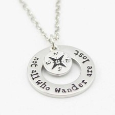 Silver Wanderlust Compass Necklace Pendant Boho Jewellery Summer Festival A254
