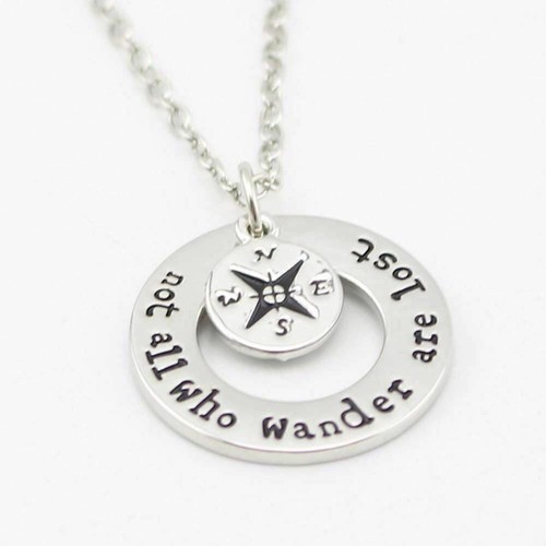 Silver wanderlust compass - silver,