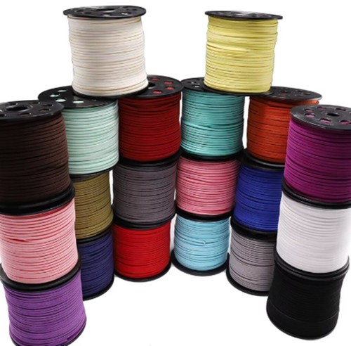 Flat faux suede leather cord - faux,