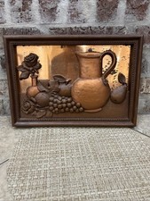 VTG Coppercraft Guild Fruit Themed 3D Framed Art Kitchen Decor Wall Plaque 16x11