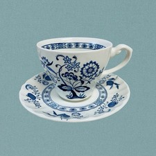 J & G Meakin Blue Nordic Cup & Saucer - Bue & White English Pottery China