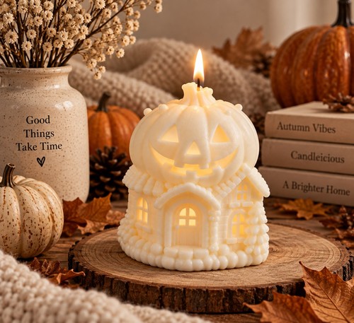 Halloween pumpkin house - pumpkin, candle