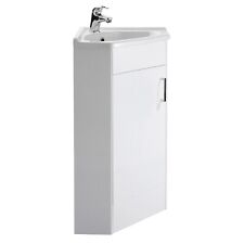 Modern 550mm Corner Basin Vanity Unit Gloss White Cabinet & Sink Bathroom