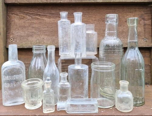15x antique chemist bottles - antique,