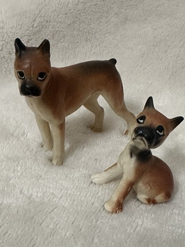 Porcelain boxer dog pair - porcelain,