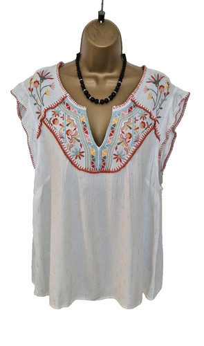 Floral embroidered tunic - floral,