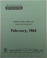 Original Howard Rotavator Agricultural Price List, February 1964