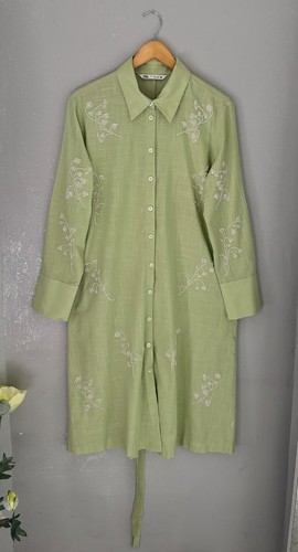 Zara green floral - floral, embroidered
