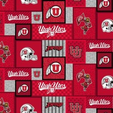 University of Utah Utes Patchwork Fleece Fabric-Fleece Blanket Fabric