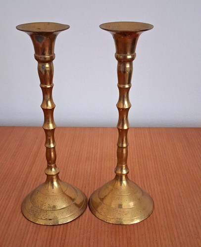 Pair brass candlesticks - of,