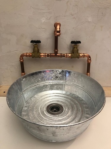 Galvanized bucket washtub sink - bucket, washtub/sink