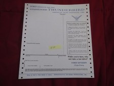 1961 FORD THUNDERBIRD BLANK REPRODUCTION WINDOW STICKER