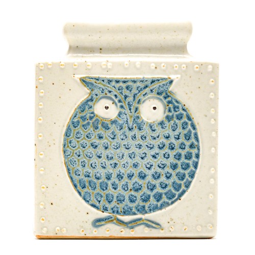 Scandinavian pottery owl vase - scandinavian,