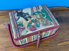 Vintage Tapestry Sewing Basket