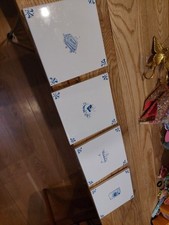 4 Delft Tiles 15CM  - Bathroom Set - Brand New - Made In ENGLAND.