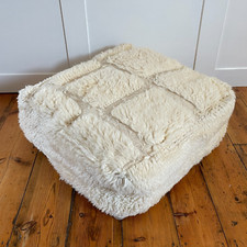 Vintage Kilim Floor Cushion Pouf Footstool Carpet Moroccan Handwoven Stuffed