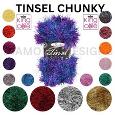 King Cole Tinsel Chunky Sparkle Furry Soft Eyelash Knitting Wool Yarn 50g Ball