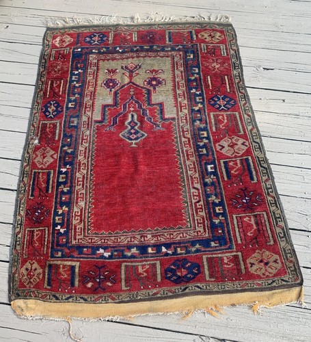 Antique prayer rug 41x60 - antique,