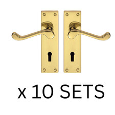 JOB LOT x10 - George Boyd Victorian Scroll Internal LOCK Door Handles - Brass