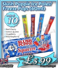 Slush Puppie Ice Poles/Freeze Pops - Pack of 10 (60ml each)